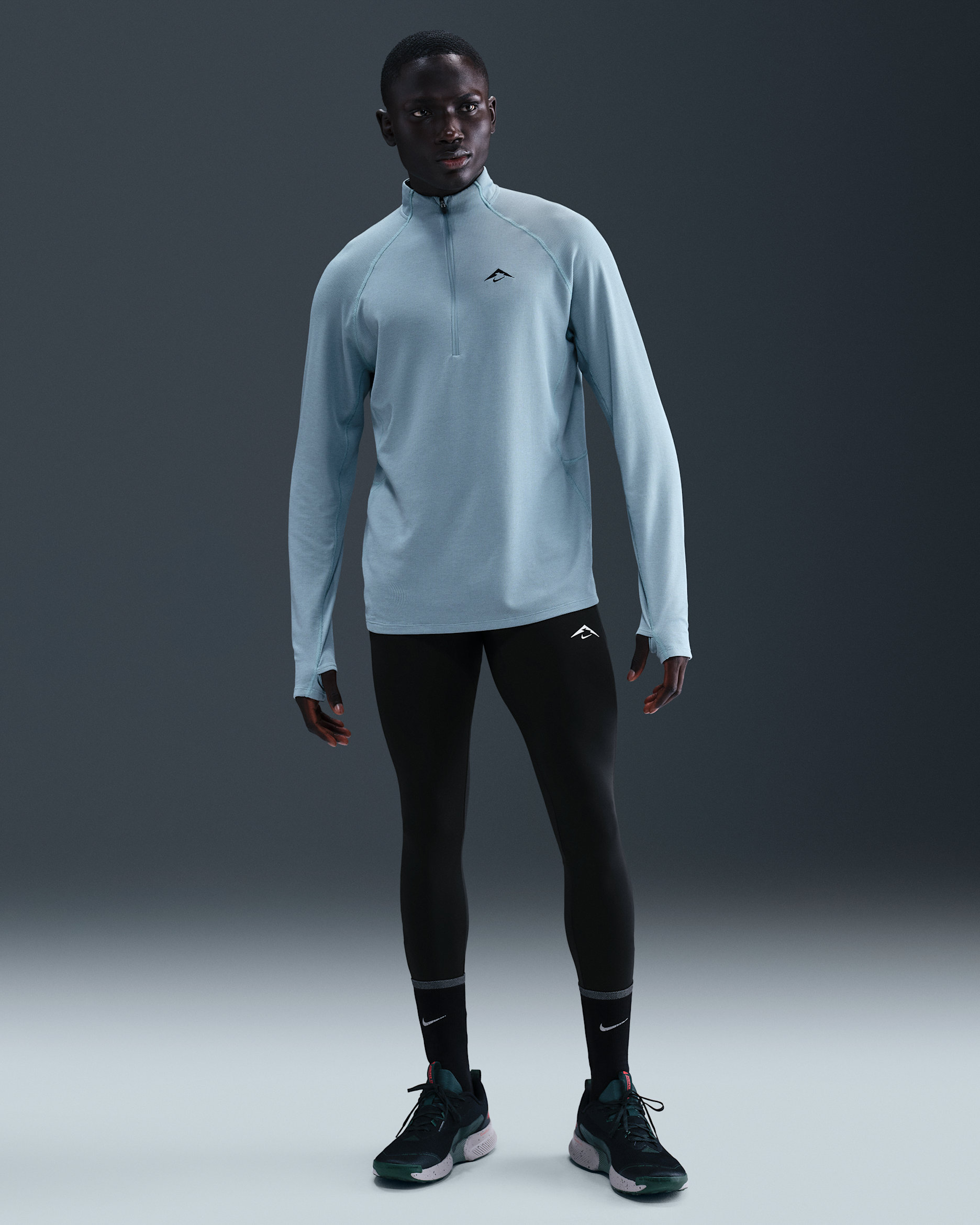 NIKE 1/2ジップ トレーニングパーカー&ミッドライズ プリントレギンス2点 Nike Lunar Ray Men's Dri-FIT ADV Running Tights. Nike SI